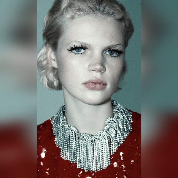 Zara Jewelry - ZARA MAXI RHINESTONE JEWEL STATEMENT NECKLACE SILVER